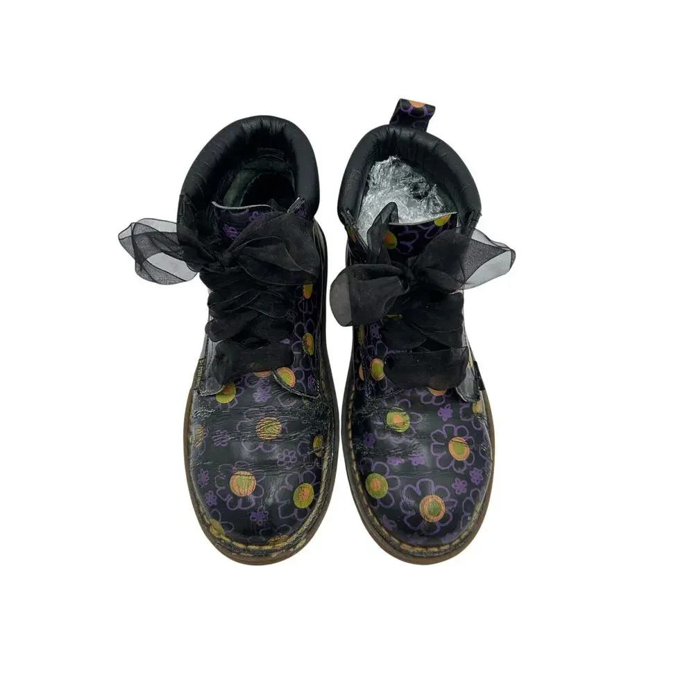 Rare Vintage Made in England Dr. Martens boots bold retro floral Print SZ 8 Y2k - Picture 3 of 11